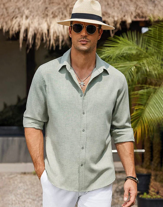 Casual Linen Blend Button Down Shirt