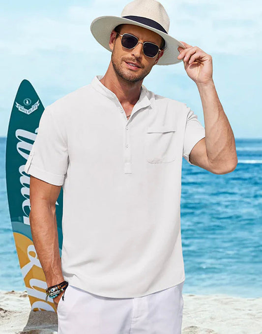 Cotton Linen Style Henley Shirt (US Only)